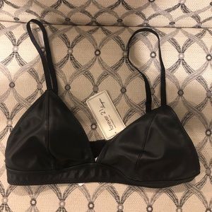 BLACK FAUX LEATHER BRALETTE